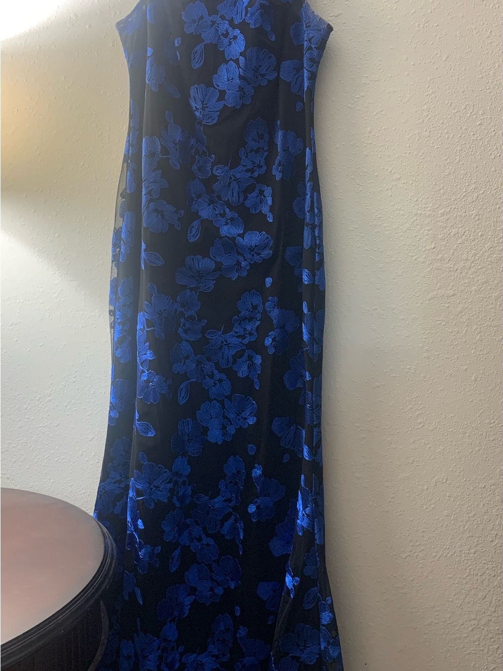Karl Lagerfeld Black Dress with Royal Blue Lace Accents